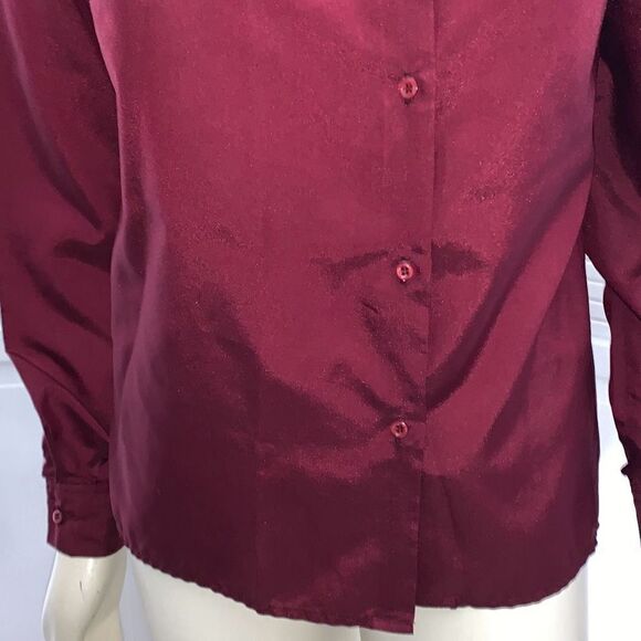 Vintage 70’s Jack Winters Burgundy Secretary Button Down Blouse Size 10 - Picture 6 of 12